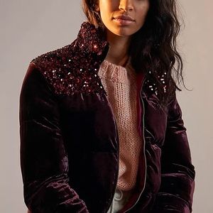 NWT Maeve Vera Sequin Puffer Coat Size M